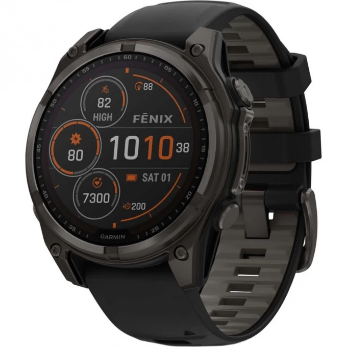 Смарт-часы GARMIN FENIX 8 – 47 мм, Solar Sapphire, титан с DLC-покрытием Carbon Gray и силиконовым ремешком черного/серого цвета 010-02906-11 Смарт-часы GARMIN FENIX 8 – 47 мм, Solar Sapphire, титан с DLC-покрытием Carbon Gray и силиконовым ремешком черного/серого цвета 010-02906-11