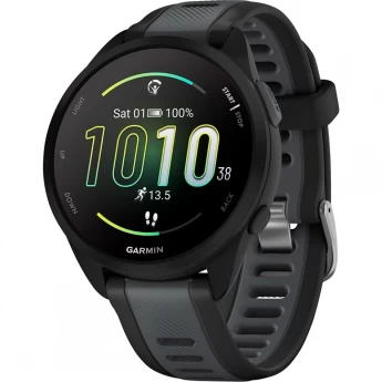 Смарт-часы GARMIN FORERUNNER 165, черный/сланцево-серый силиконовый ремешок